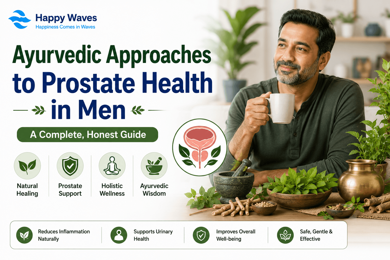 Ayurvedic Approaches to Prostate Health in Men - A Complete, Honest Guide. Ayurvedic Approaches to Prostate Health in Men, Ayurvedic Approaches to Prostate Health, Ayurvedic herbs  Happy Waves